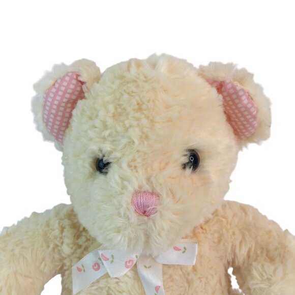 Carters Yellow Teddy Bear Musical Lullaby Wind Up Plush 10" Pink Gingham Works - Picture 2 of 8